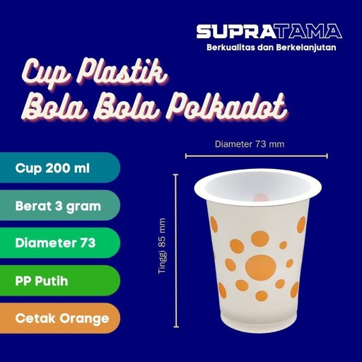 [22.057.00009] CUP PUTIH BOLA ORANGE