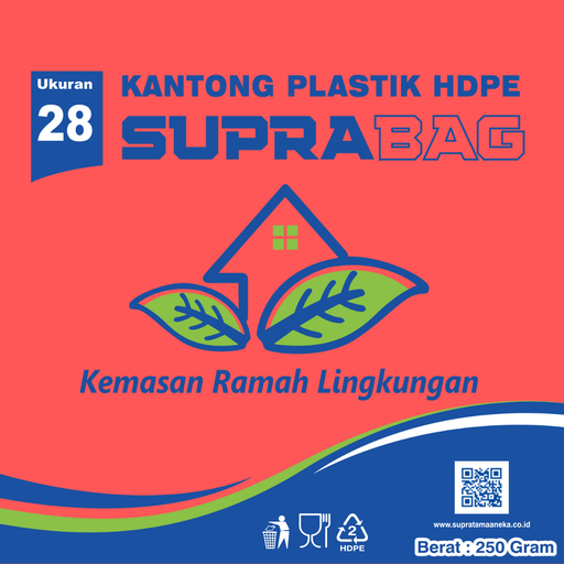 [35.002.00003] KANTONG PLASTIK HD MERAH 0.03 X 40/28 X 50
