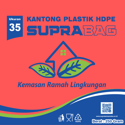 [35.002.00004] KANTONG PLASTIK HD MERAH 0.03 X 55/35 X 55